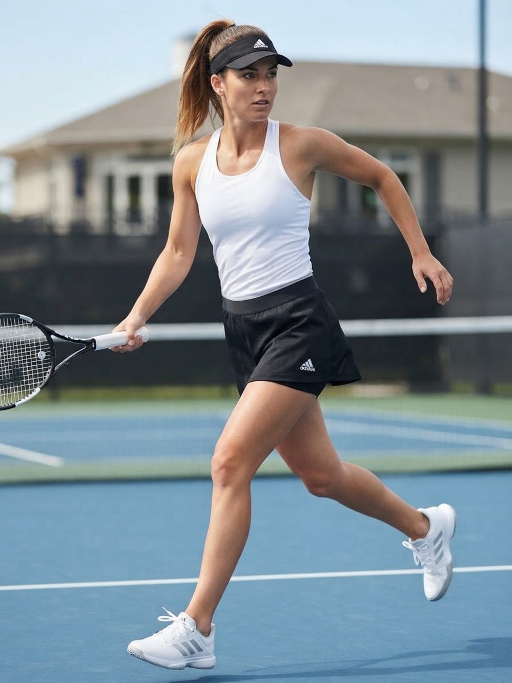 adidas Black Women's Athletic Tennis Shorts with Logo M
